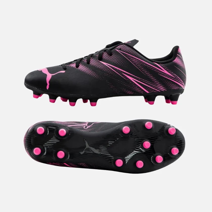 Puma Attacanto FG/AG Cleats Men's Football Shoes -Black/Poison Pink Free Soul Toe Protection