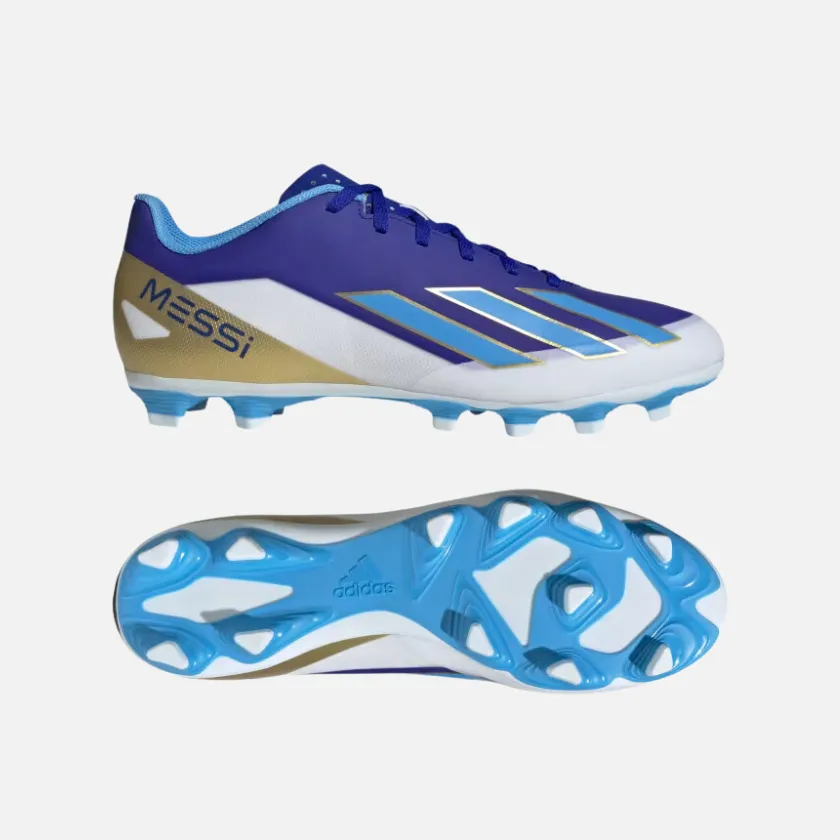 Adidas X Crazyfast Messi Club Flexible Ground Unisex Football Shoes -Lucid Blue/Blue Burst/Cloud White Shine Tone