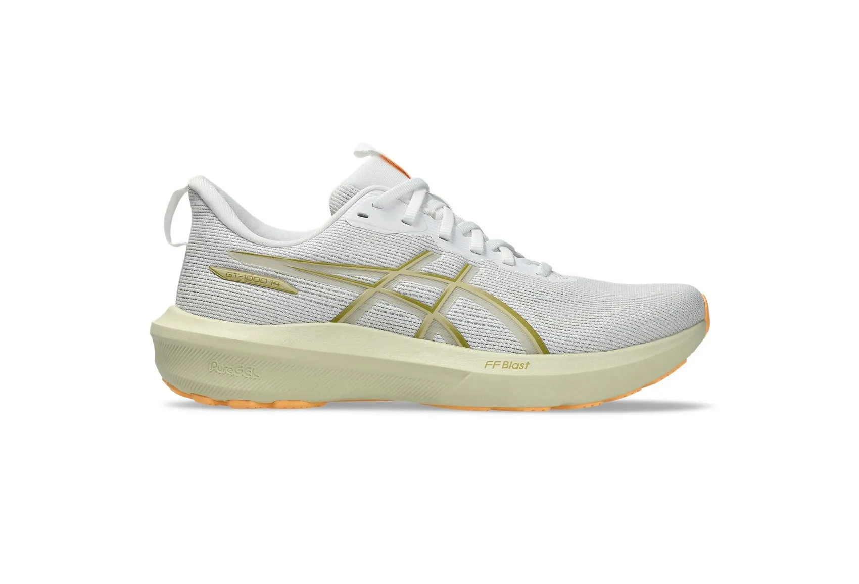 Asics Men'S Gt 1000 14 White/Lemon Running Shoes Fresh Drop