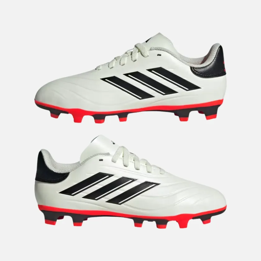 Heart Glow Adidas Copa Pure II Club Flexible Ground Kids Unisex Football Shoes (4-16Year) -Ivory/Core Black/Solar Red