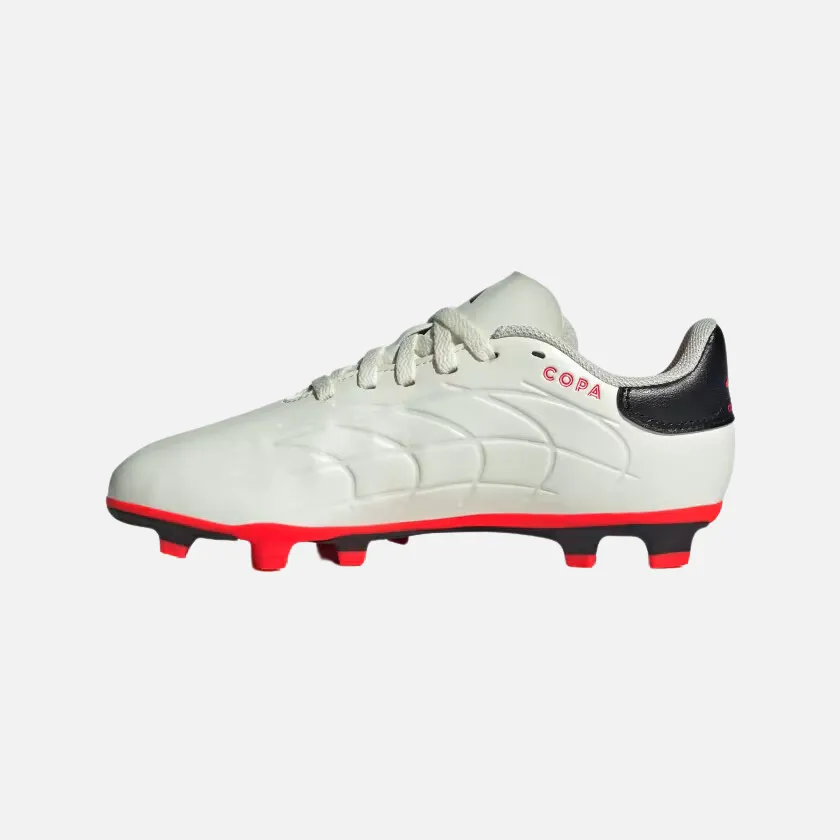 Breathable Lining Adidas Copa Pure II Club Flexible Ground Kids Unisex Football Shoes (4-16Year) -Ivory/Core Black/Solar Red